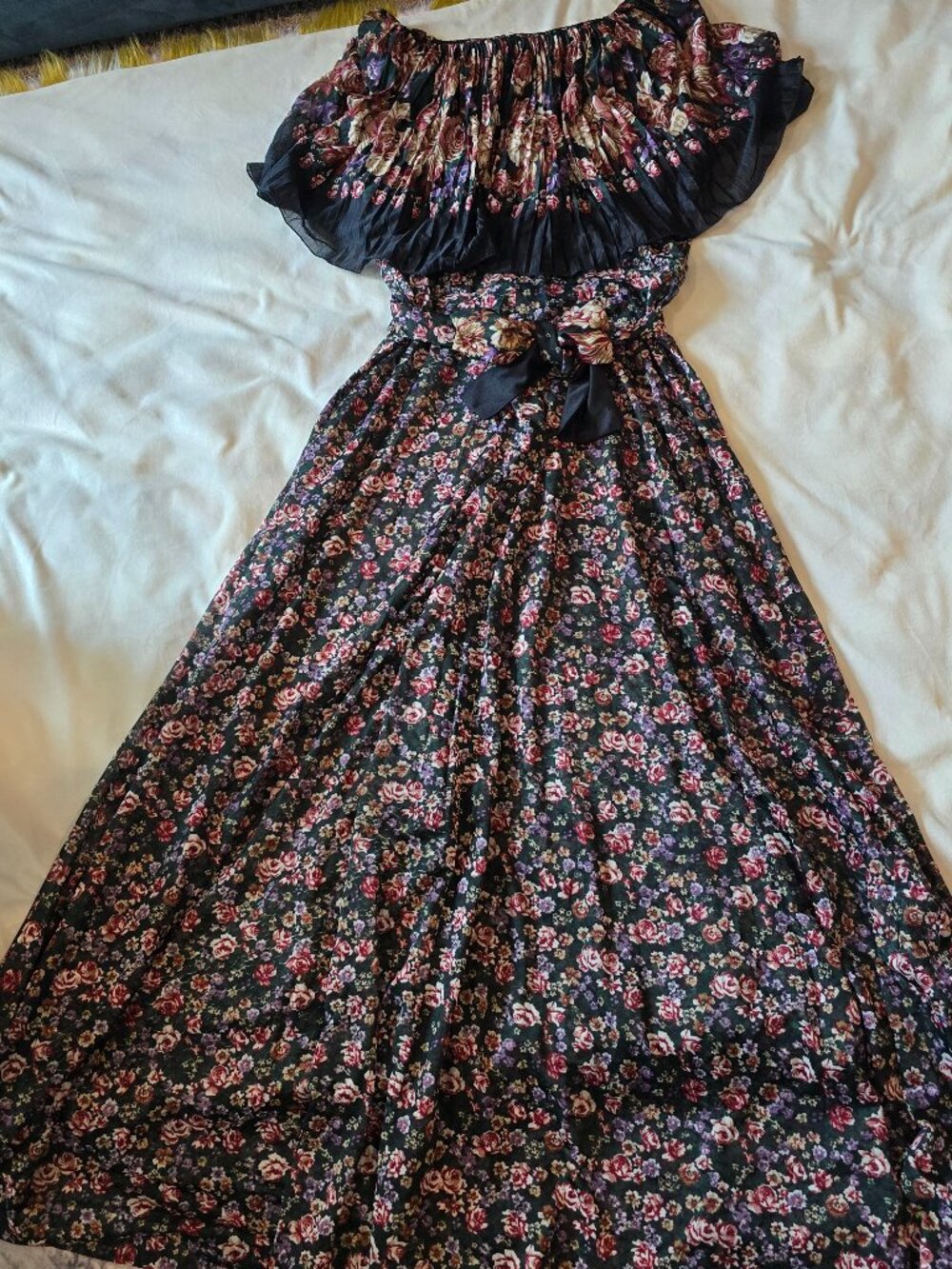 Vintage Floral semi Sheer long sleeveless dress